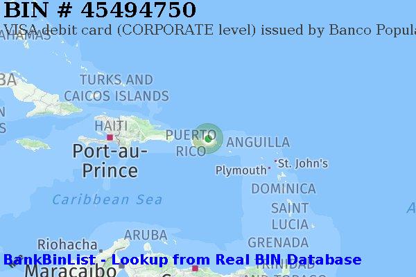BIN 45494750 VISA debit Puerto Rico PR