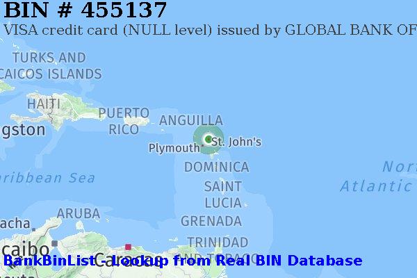 BIN 455137 VISA credit Antigua and Barbuda AG