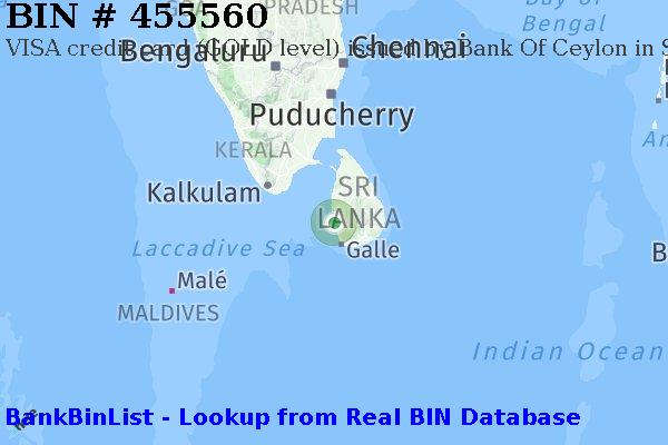 BIN 455560 VISA credit Sri Lanka LK