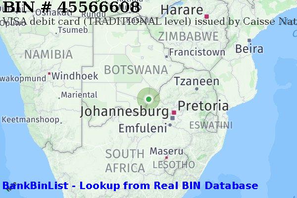 BIN 45566608 VISA debit Botswana BW