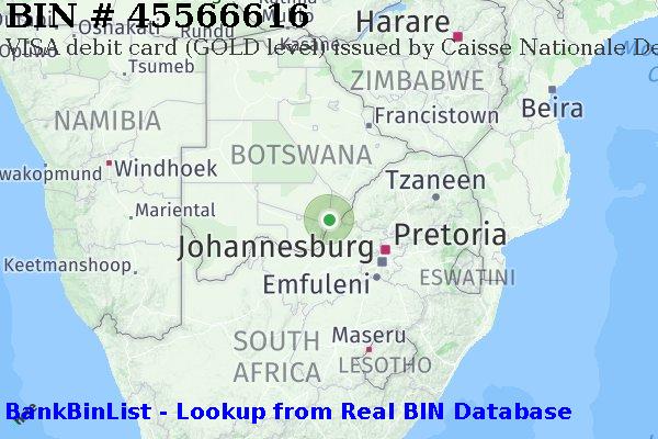 BIN 45566616 VISA debit Botswana BW