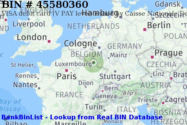 BIN 45580360 VISA debit Luxembourg LU