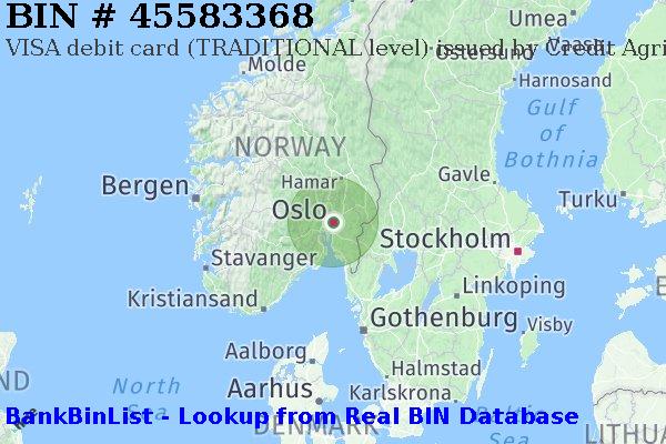 BIN 45583368 VISA debit Norway NO