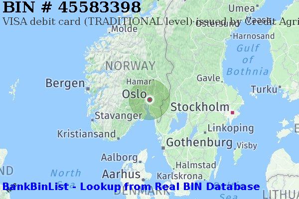 BIN 45583398 VISA debit Norway NO