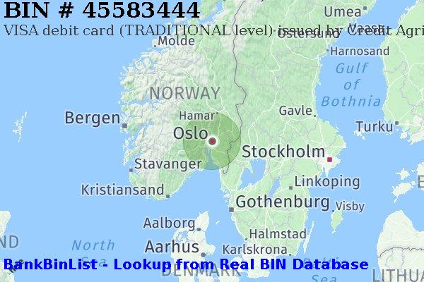 BIN 45583444 VISA debit Norway NO