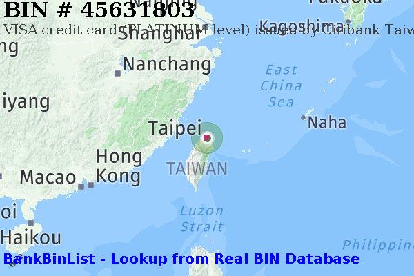 BIN 45631803 VISA credit Taiwan TW