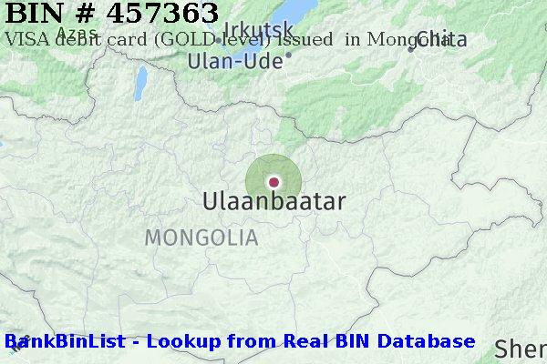 BIN 457363 VISA debit Mongolia MN