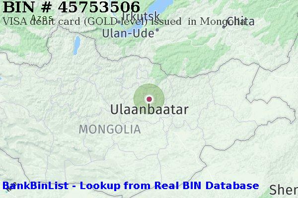 BIN 45753506 VISA debit Mongolia MN