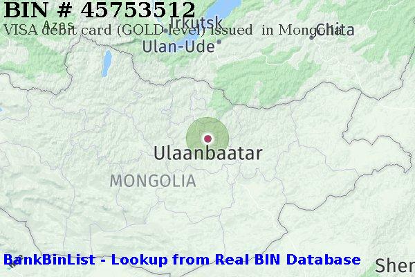 BIN 45753512 VISA debit Mongolia MN