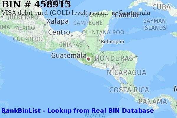 BIN 458913 VISA debit Guatemala GT