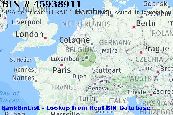 BIN 45938911 VISA debit Luxembourg LU