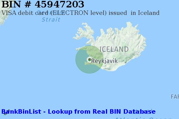 BIN 45947203 VISA debit Iceland IS