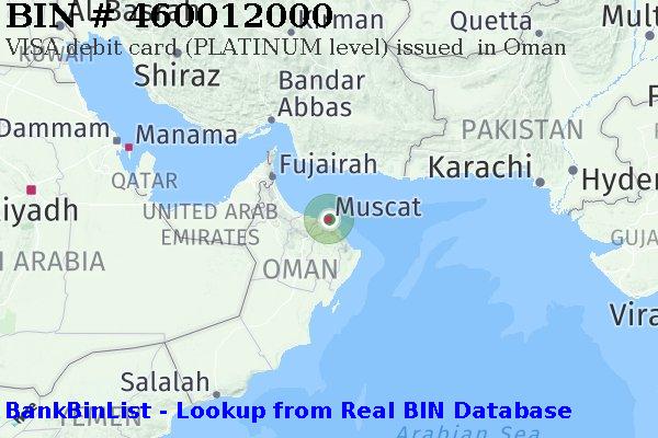 BIN 460012000 VISA debit Oman OM