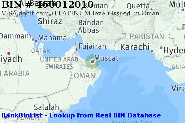 BIN 460012010 VISA debit Oman OM