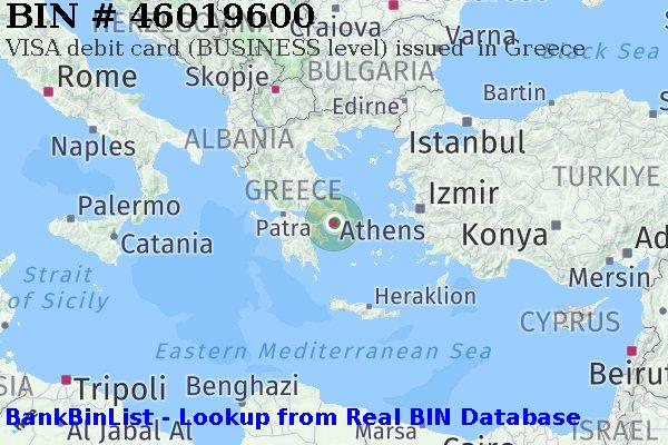 BIN 46019600 VISA debit Greece GR