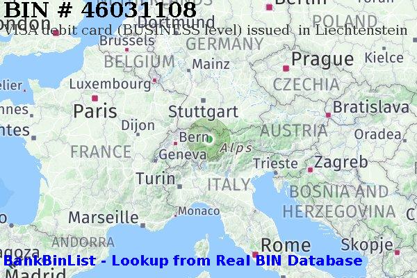 BIN 46031108 VISA debit Liechtenstein LI