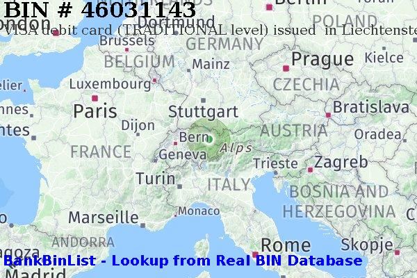 BIN 46031143 VISA debit Liechtenstein LI