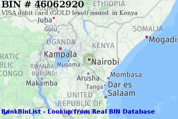 BIN 46062920 VISA debit Kenya KE