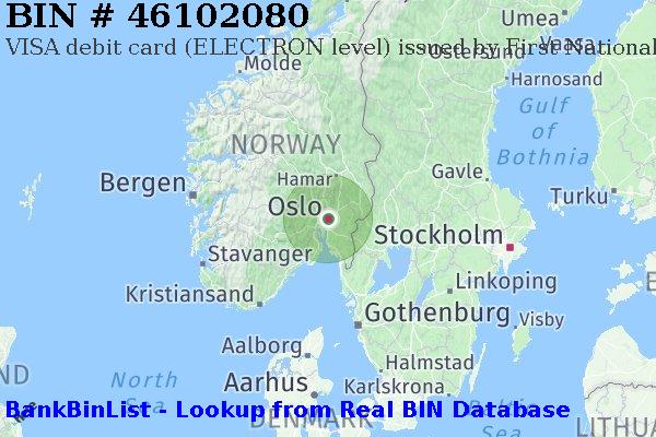 BIN 46102080 VISA debit Norway NO