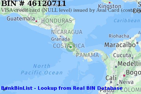 BIN 46120711 VISA credit Costa Rica CR