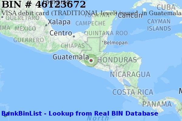 BIN 46123672 VISA debit Guatemala GT