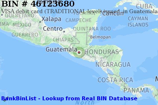BIN 46123680 VISA debit Guatemala GT