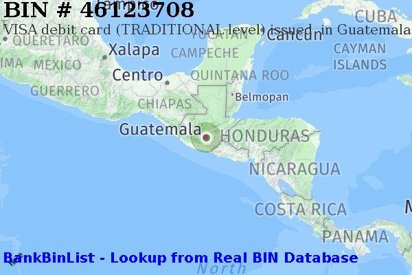 BIN 46123708 VISA debit Guatemala GT