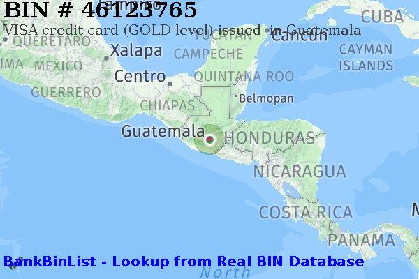 BIN 46123765 VISA credit Guatemala GT