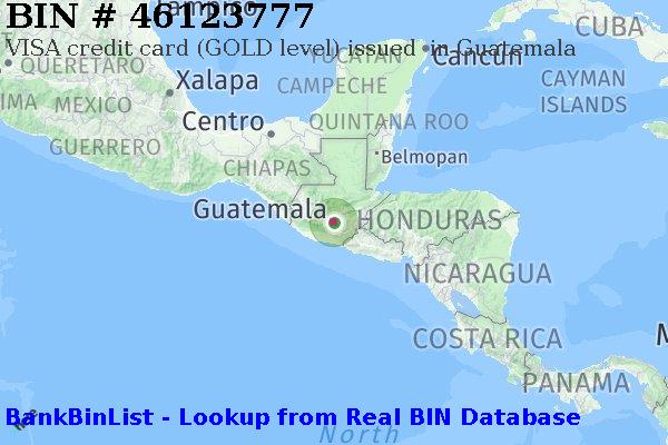 BIN 46123777 VISA credit Guatemala GT