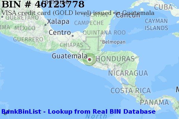 BIN 46123778 VISA credit Guatemala GT
