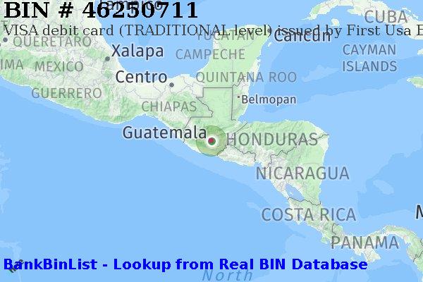 BIN 46250711 VISA debit Guatemala GT