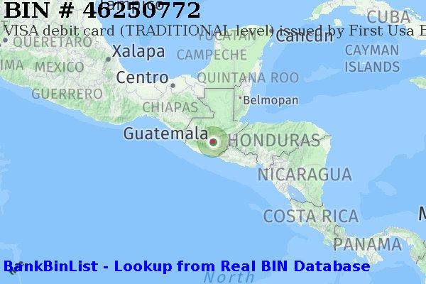 BIN 46250772 VISA debit Guatemala GT