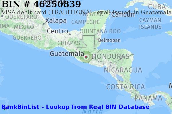 BIN 46250839 VISA debit Guatemala GT