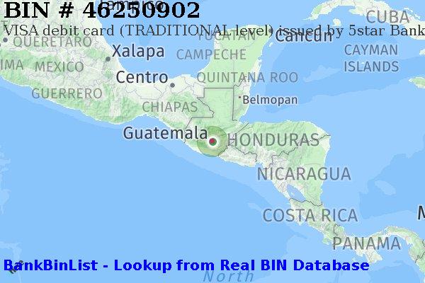 BIN 46250902 VISA debit Guatemala GT