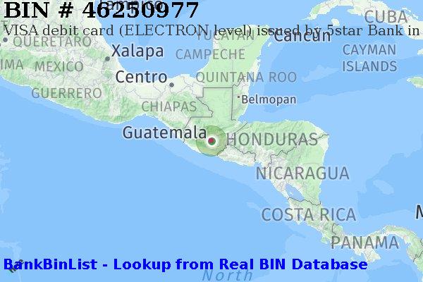 BIN 46250977 VISA debit Guatemala GT
