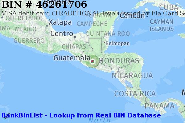 BIN 46261706 VISA debit Guatemala GT