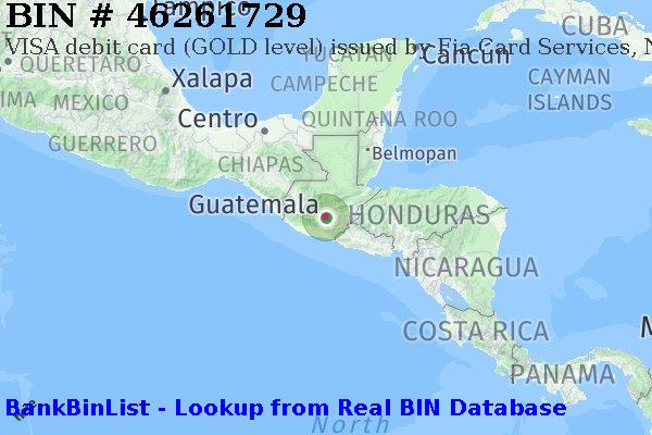 BIN 46261729 VISA debit Guatemala GT