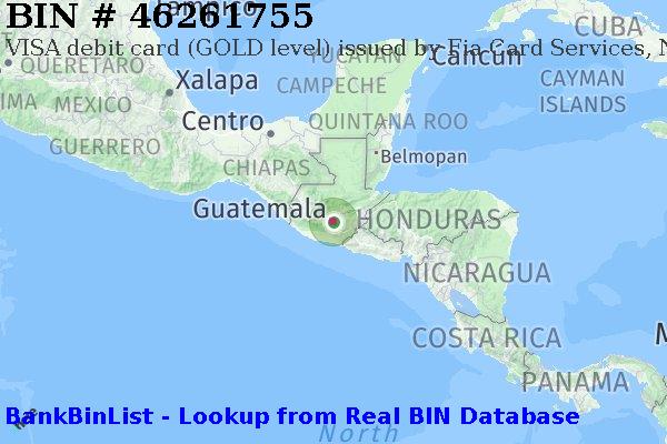 BIN 46261755 VISA debit Guatemala GT