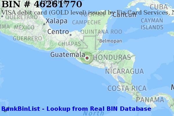 BIN 46261770 VISA debit Guatemala GT