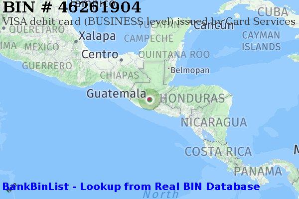 BIN 46261904 VISA debit Guatemala GT