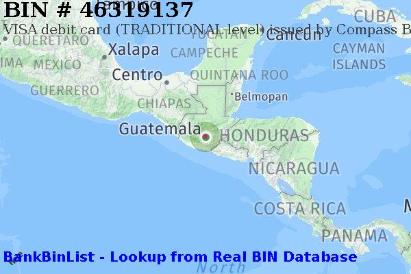 BIN 46319137 VISA debit Guatemala GT
