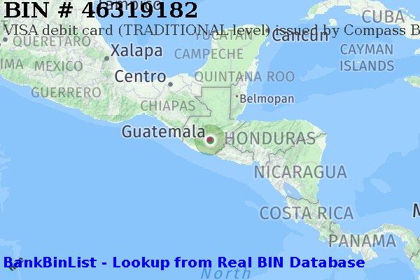 BIN 46319182 VISA debit Guatemala GT