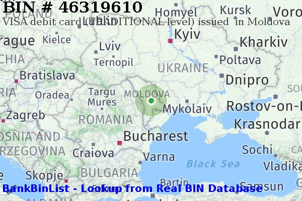BIN 46319610 VISA debit Moldova MD