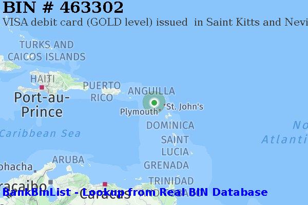 BIN 463302 VISA debit Saint Kitts and Nevis KN