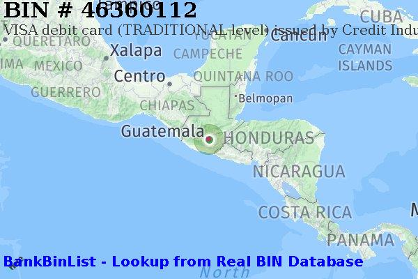 BIN 46360112 VISA debit Guatemala GT