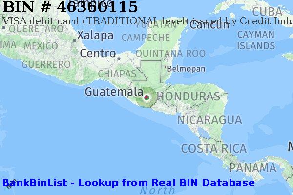 BIN 46360115 VISA debit Guatemala GT