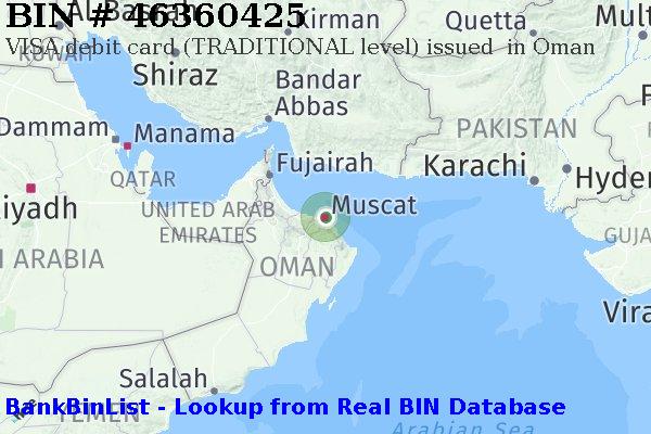 BIN 46360425 VISA debit Oman OM
