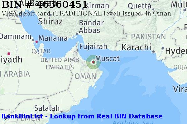 BIN 46360451 VISA debit Oman OM