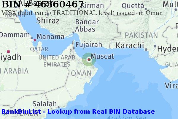 BIN 46360467 VISA debit Oman OM