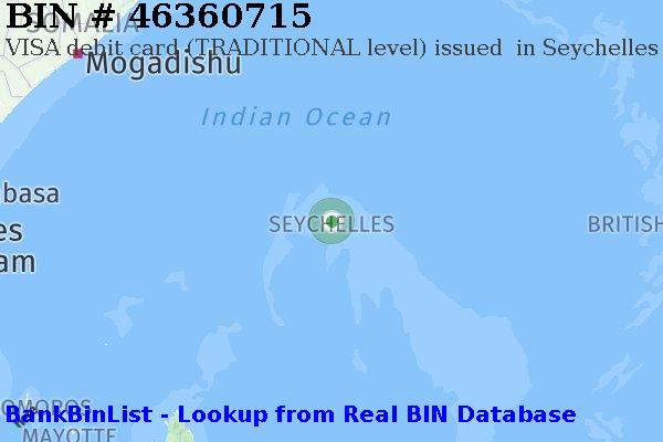 BIN 46360715 VISA debit Seychelles SC